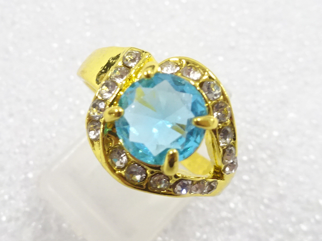 JAPANESE KIMONO / ANTIQUE COLORED STONE RING (SIZE 18)